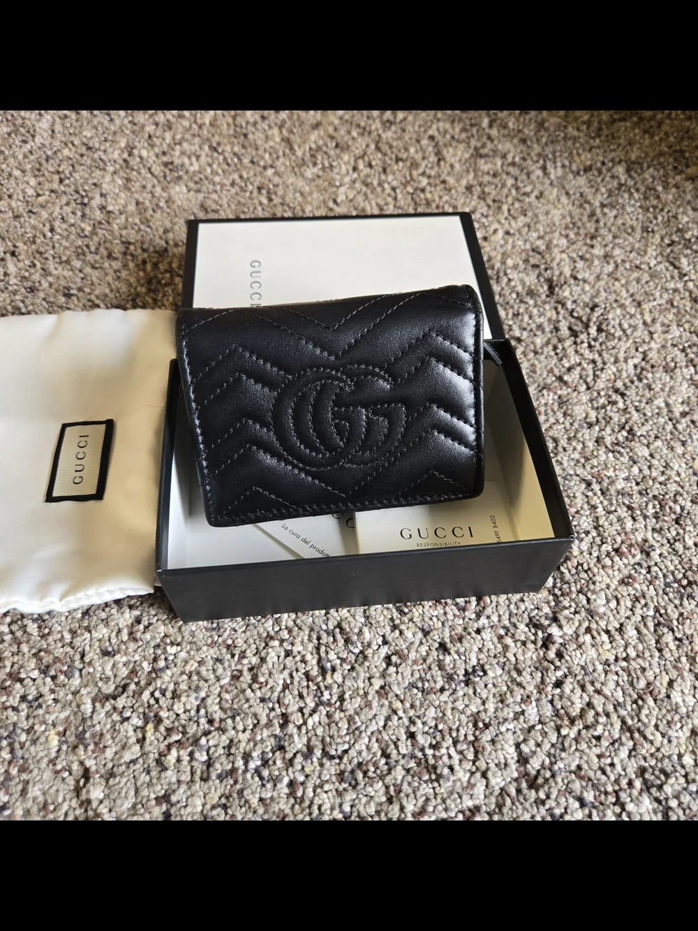 Gucci Black Quilted Leather Wallet - GG Marmont - Picture 13 of 16